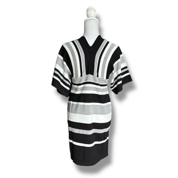 Black Gray and White Striped Sweater Women's Dress Size Small - Picture 2 of 4